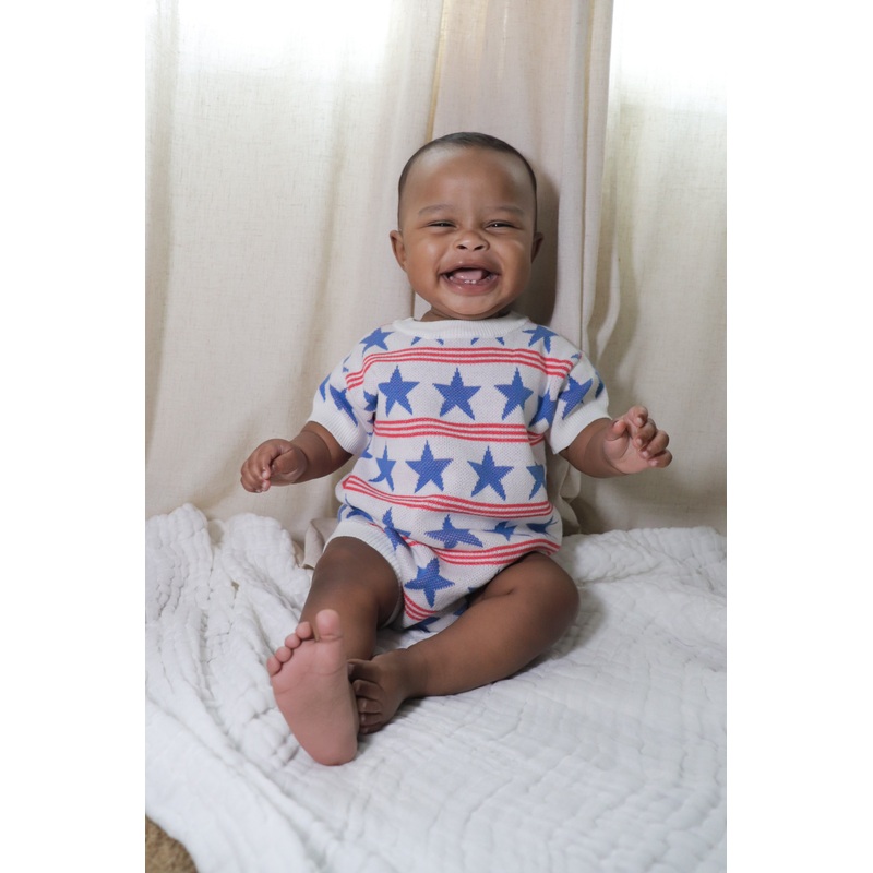 Stars and Stripes Romper|Newborn|0-3m|3-6m|6-12m|12-18m|18-24m|White