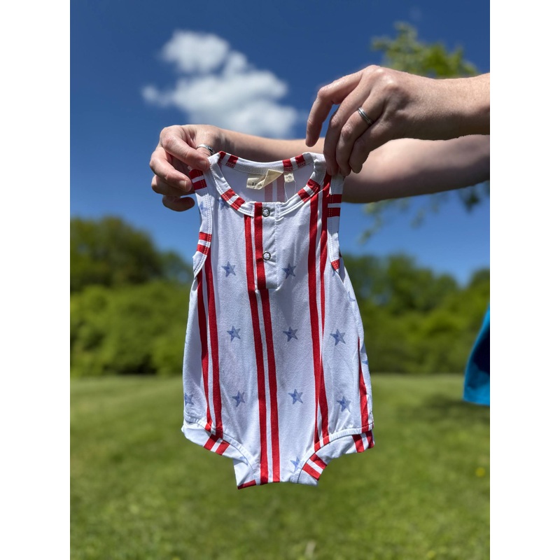 Stars & Stripes Henley Bamboo Romper