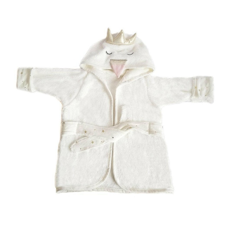 Swan Bamboo Terry Ivory Baby Bath Robe