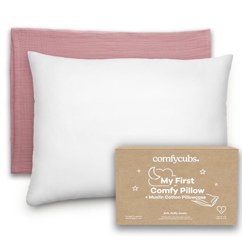 Toddler Pillows with Soft Muslin Pillow Case by Comfy Cubs – Mauve