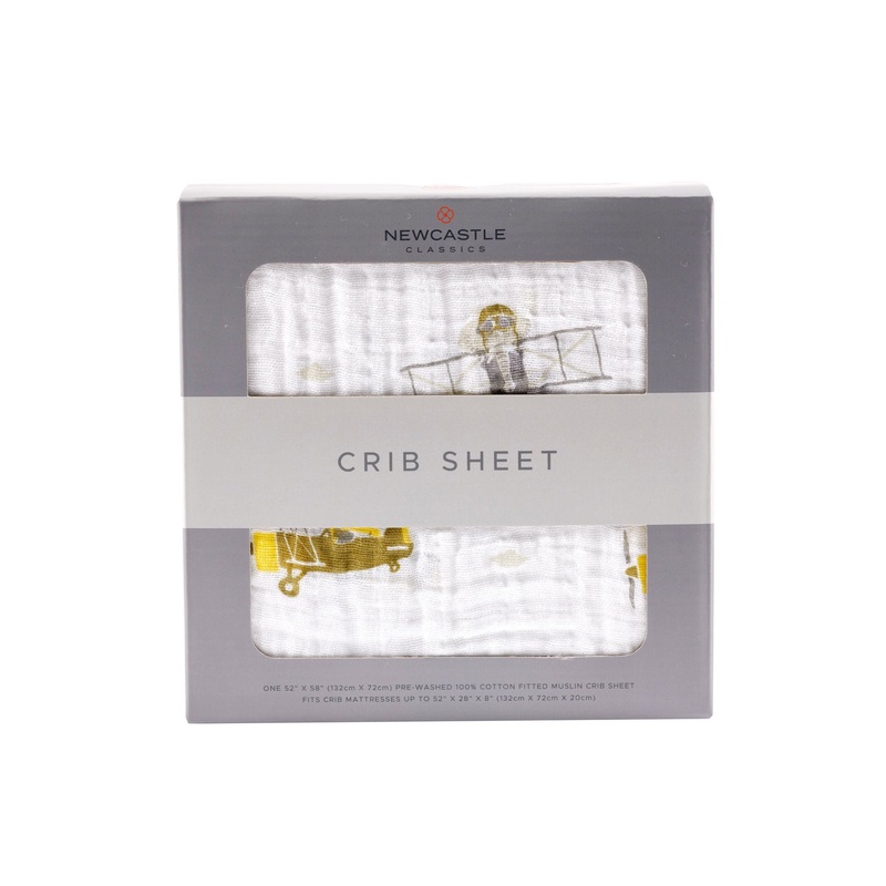 Airplane Cotton Muslin Crib Sheet