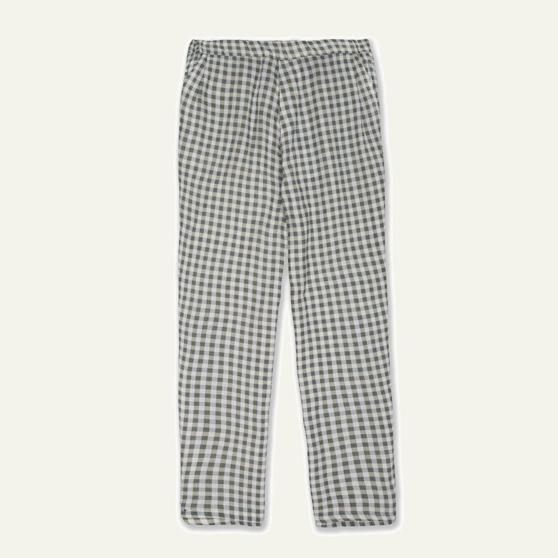 Blue Gingham Linen Kid Pants|02Y|03Y|04Y|05Y|06Y|08Y|10Y|Natural/Faded Denim