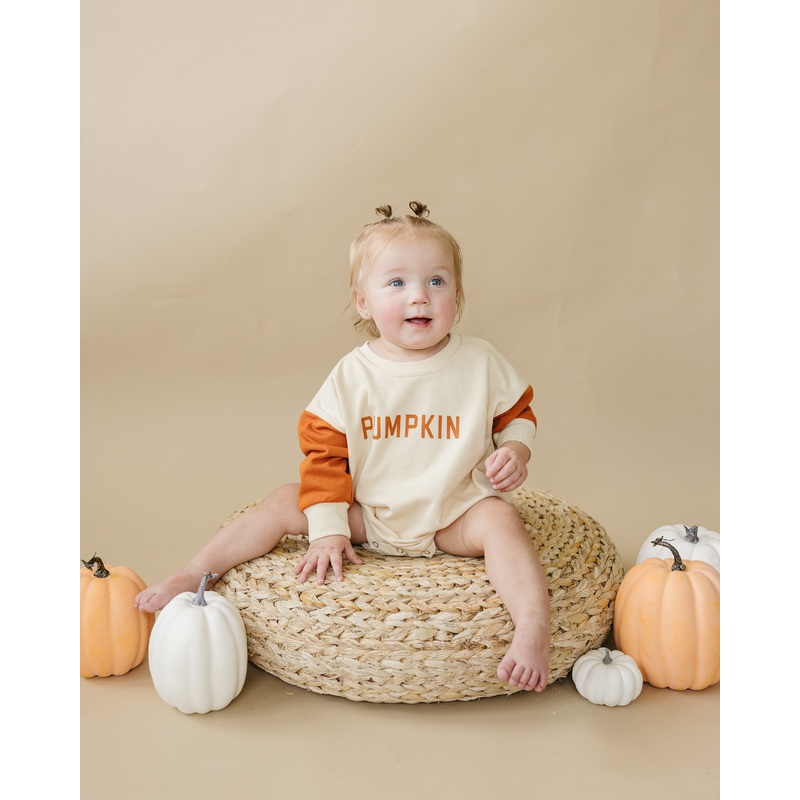 Colorblock ‘Pumpkin’ Sweatshirt Romper