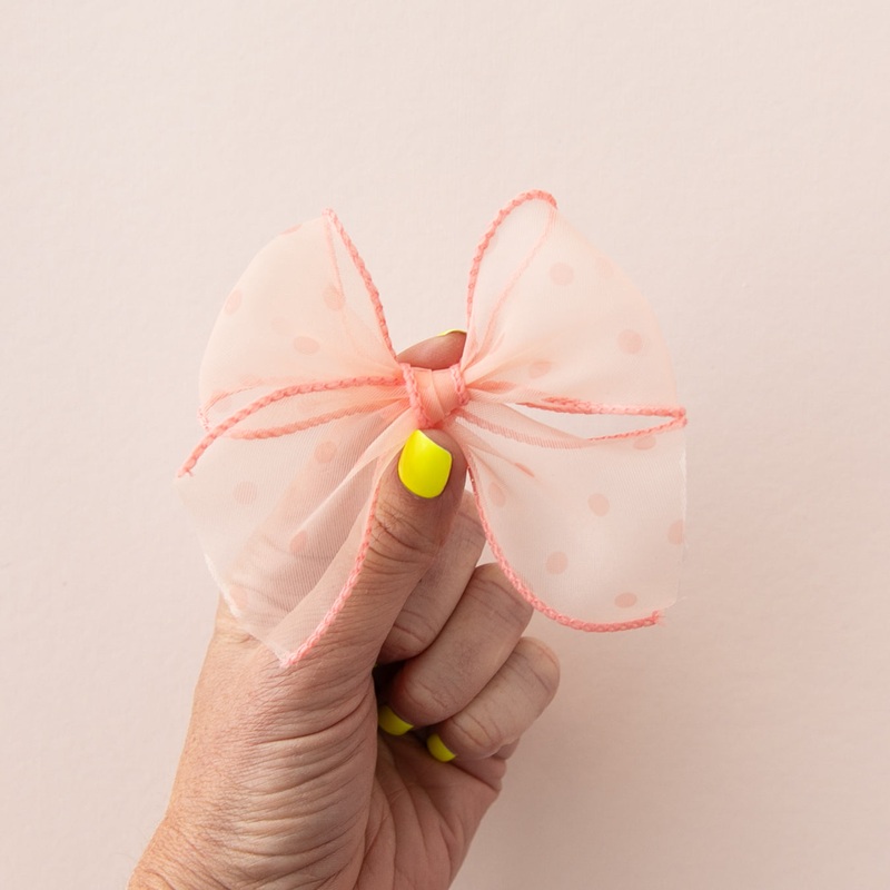 Coral Dot | Ribbon Bow|Alligator Clip|Nylon Headband|Collar Clip