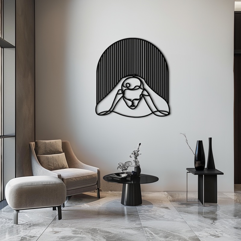 Minimalist Line Art Woman Metal Wall Art – Modern Steel Wall Decor – KAF045
