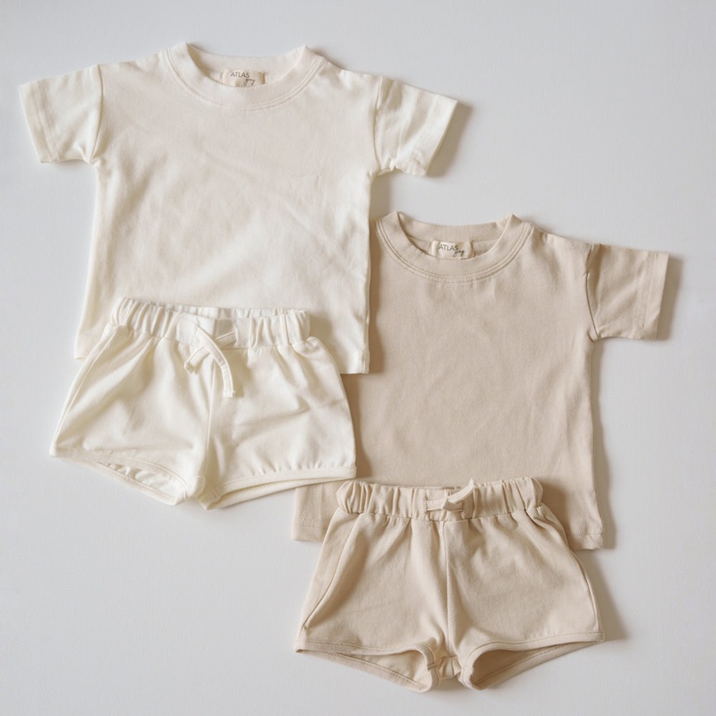Organic T-Shirt & Short Set|NB|0-3M|3-6M|6-9M|9-12M|12-18M|18-24M|2-3T|Milk|Oatmeal
