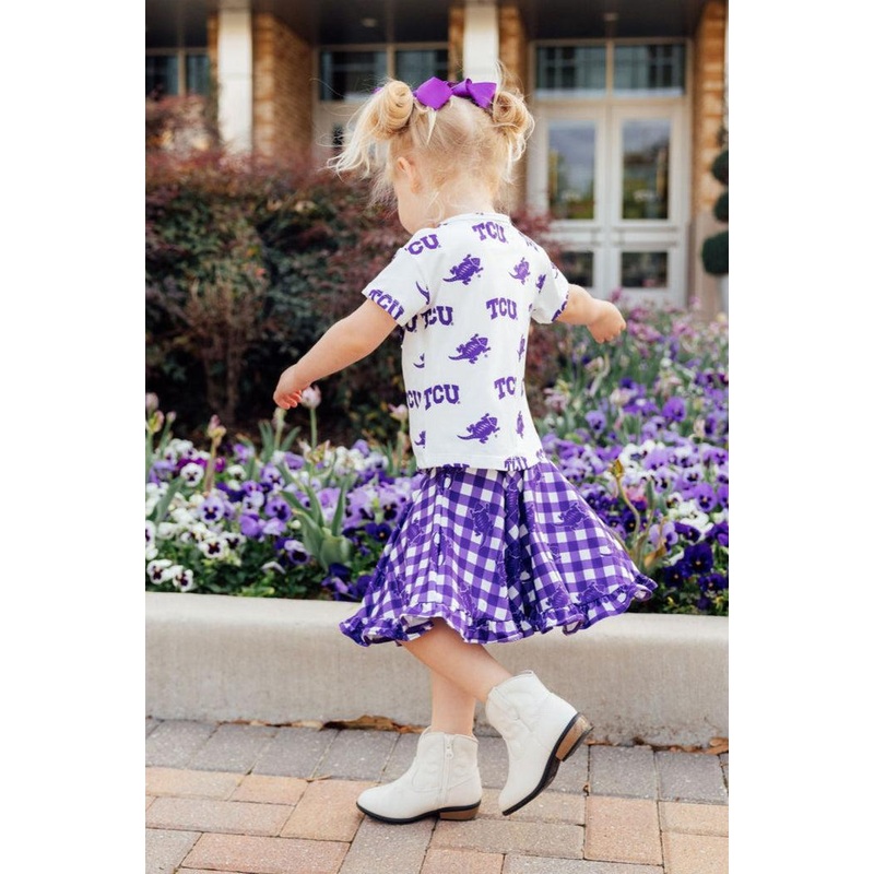 TCU Plaid Frog Ruffle Twirl Skort