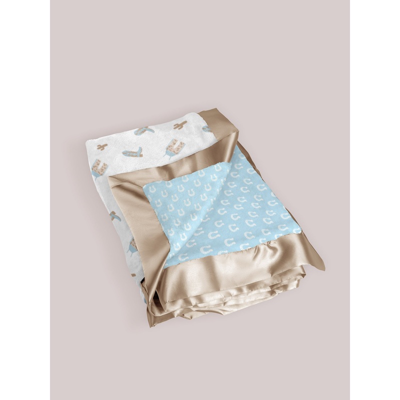 Ultra-Soft Thick Reversible Baby Blanket – Howdy Partner Blue