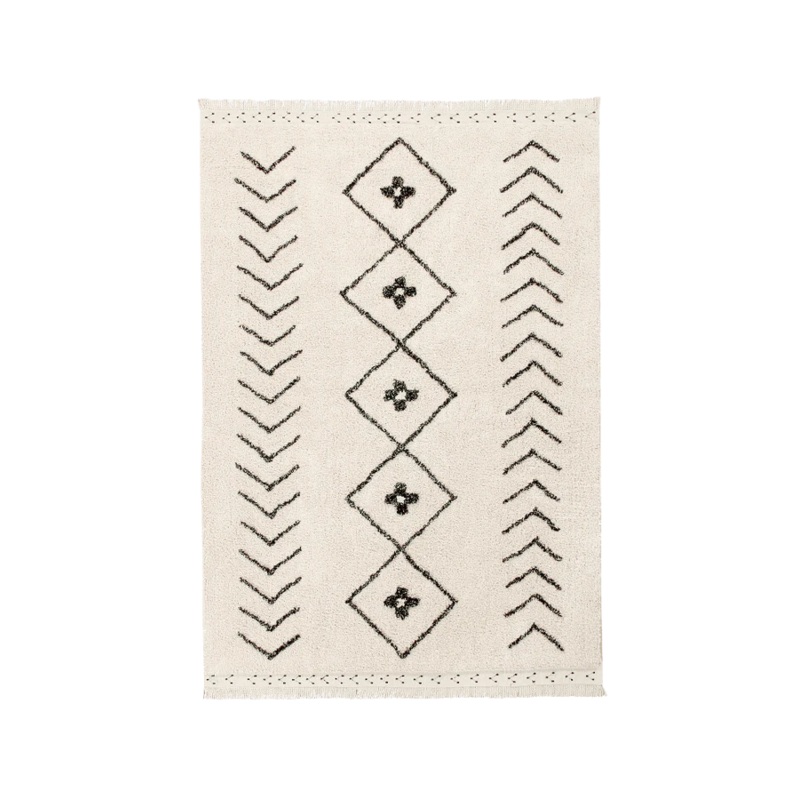 WASHABLE RUG BERBER RHOMBS|170 x 240 cm|140 x 210 cm|120 x 170 cm|Natural – Black