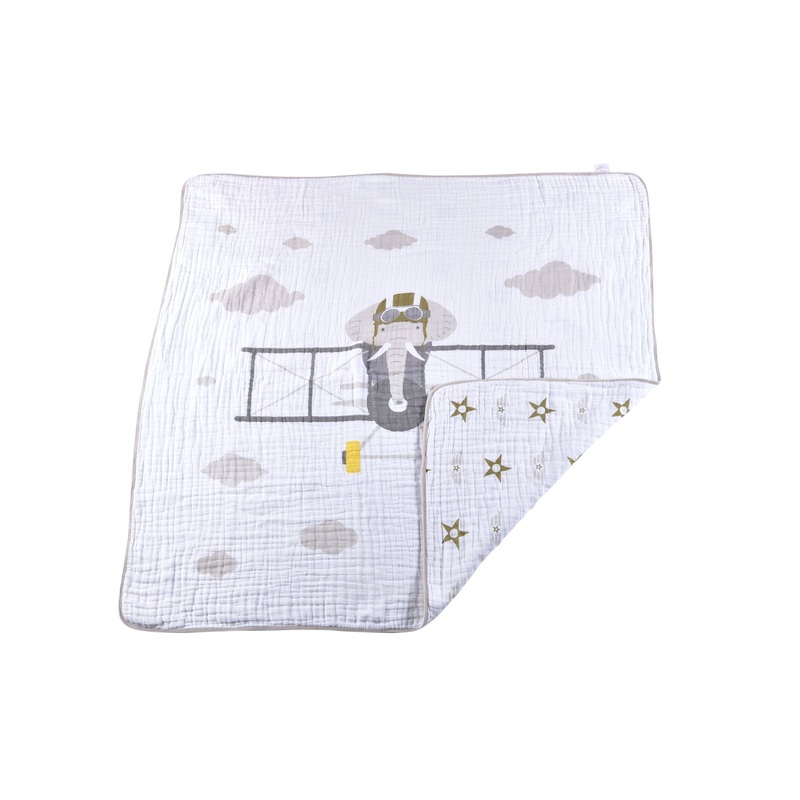 Flying Elephant Cotton Muslin Newcastle Blanket