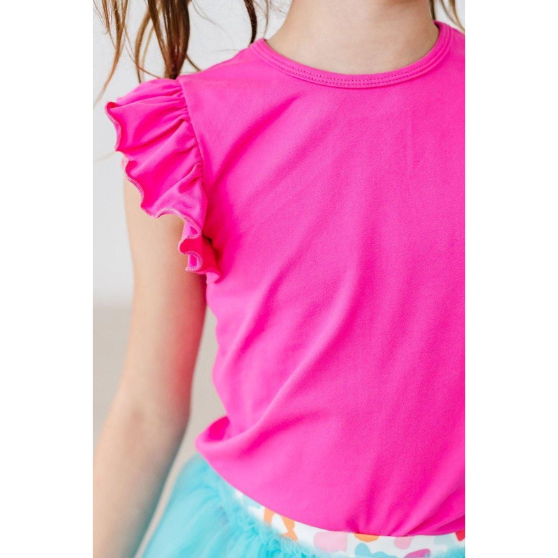 Hot Pink S/S Ruffle Tee|6-12M|12-24M|2T|3T|4T|5/6|7/8|9/10