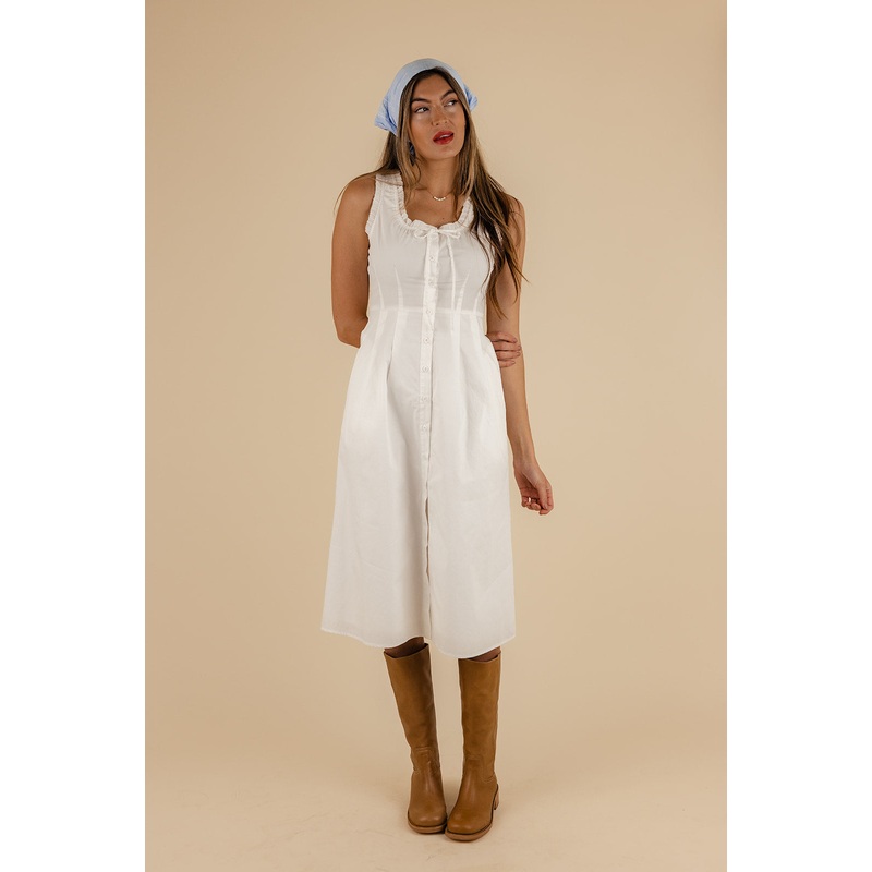 Isola Ruffle Tank Dress|White|S|M|L|XL