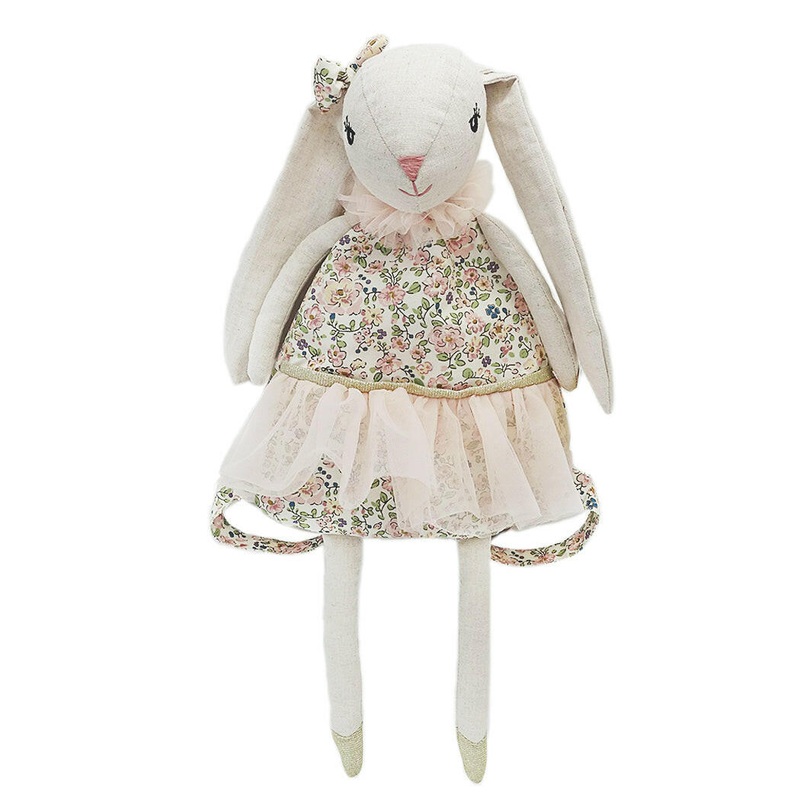 Linen Bunny Stuffed Animal Backpack