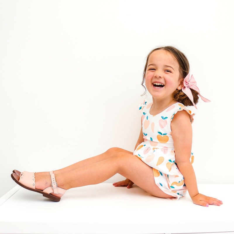 Macie Romper in Sweet Peach|1T|2T|3|4|5|6|7|8|10