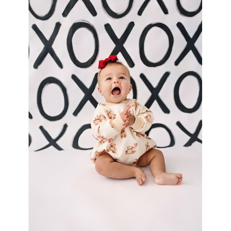 Teddy-Gram Sweatshirt Romper|Newborn|0-3 months|3-6 months|6-9 months|9-12 months|12-18 months|18-24 months|2T