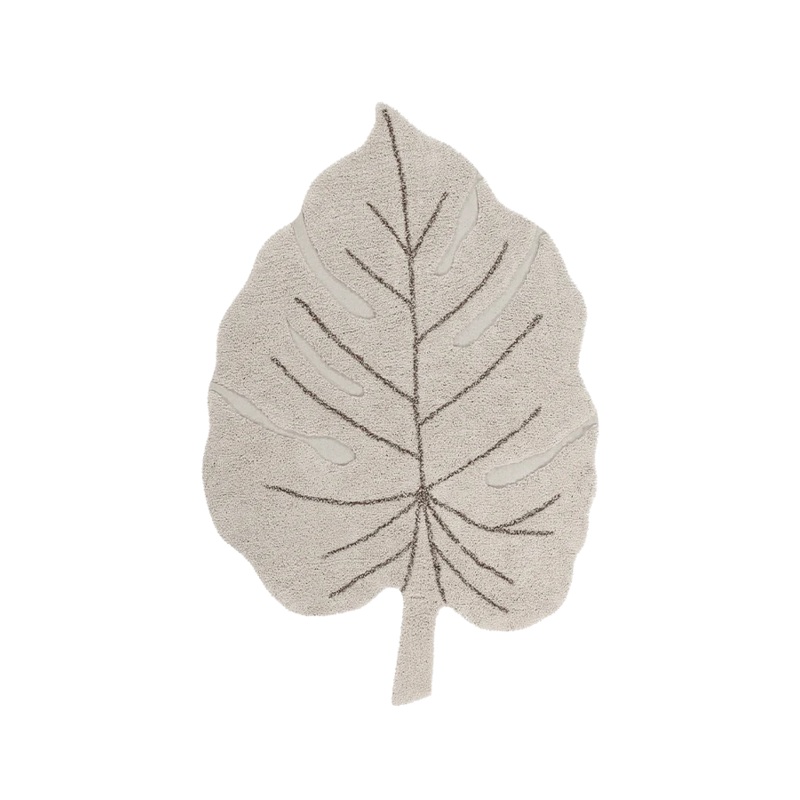 WASHABLE RUG MONSTERA NATURAL|120 x 180 cm|Soil Brown