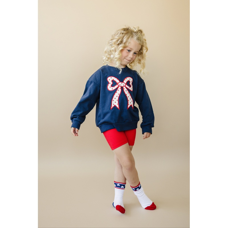 4th of July Tulip Bow Applique Crewneck Sweatshirt