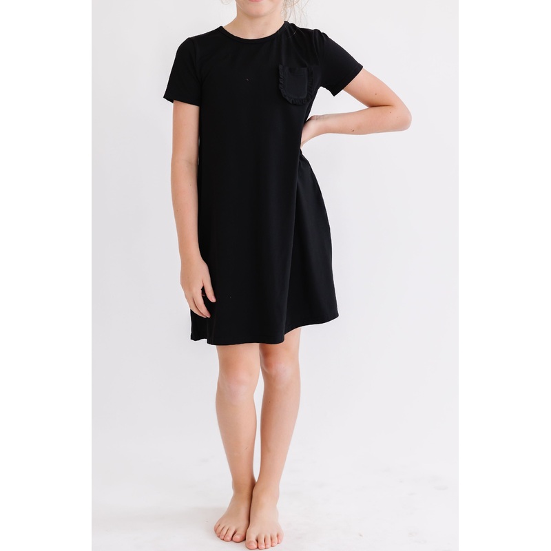 Black T-Shirt Dress|6-12M|12-24M|2T|3T|4T|5/6|7/8|9/10