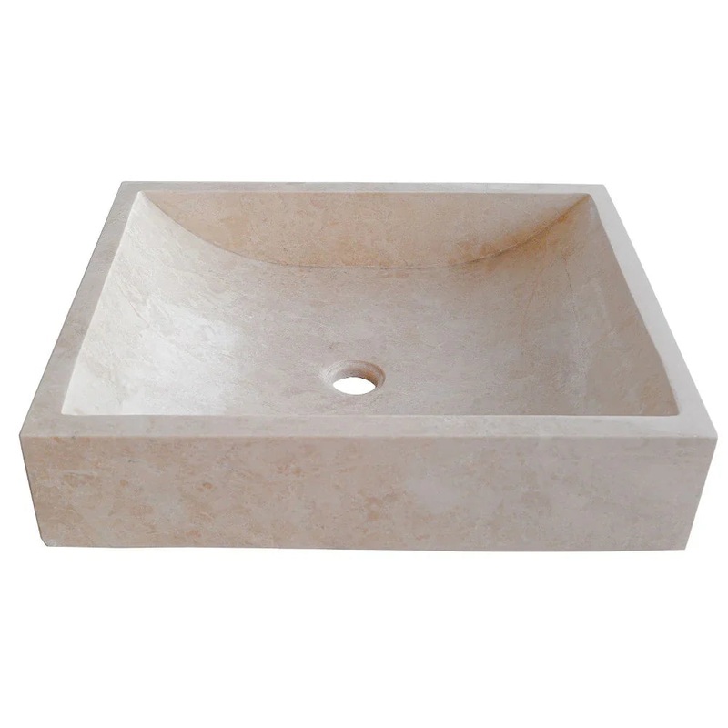 Cappuccino Beige Marble Rectangular Above Vanity Bathroom Sink (W)18 (L)21.5 (H)5