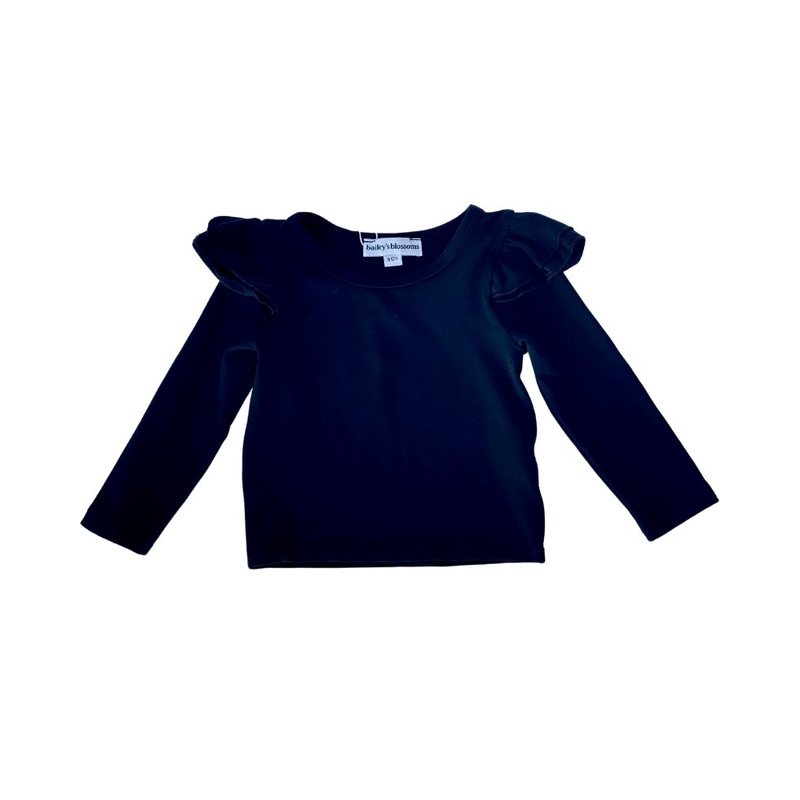 Evie Ruffle Shoulder Top – Black