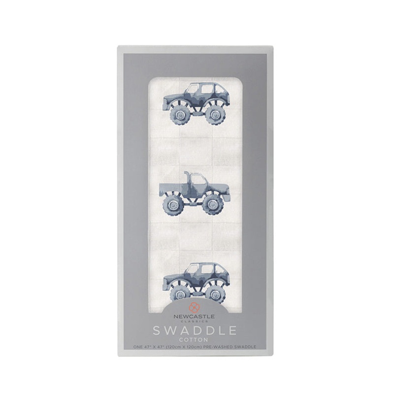 Indigo Monster Trucks Cotton Swaddle