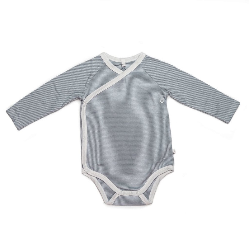 Long Sleeve Kimono Bodysuit – Blue Stripes