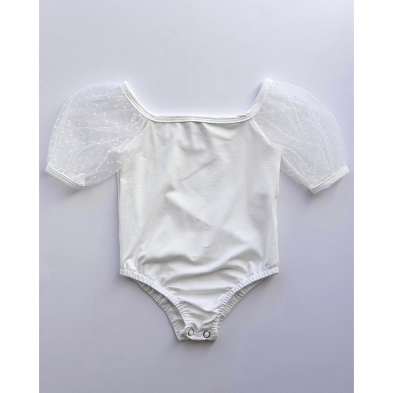 Maisie Puff Shoulder Leotard – White