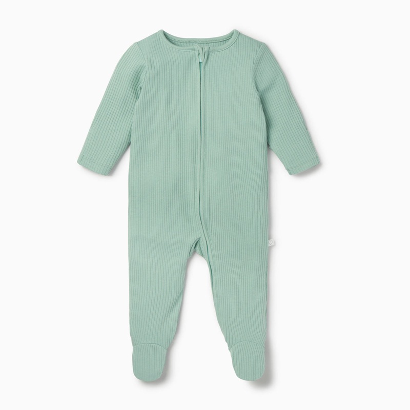 Mint Ribbed Zip up Sleep Suit|3-6m|6-9m|9-12m|12-18m|18-24m