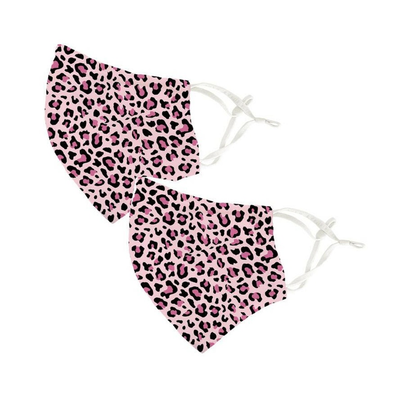 Pink Leopard Adult Face Cover 2 Pack Set
