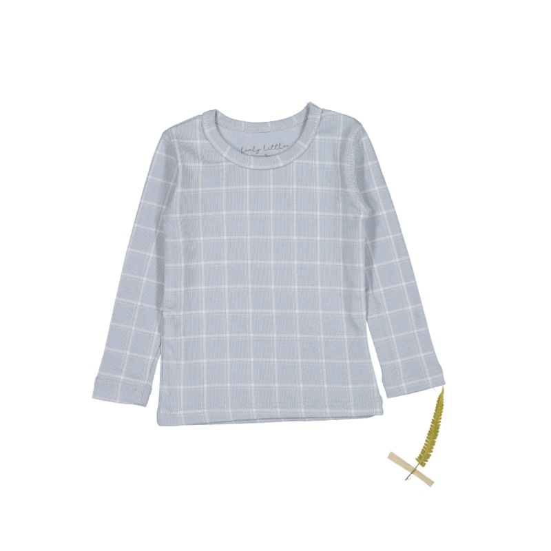 The Printed Long Sleeve Tee – Blue Grid