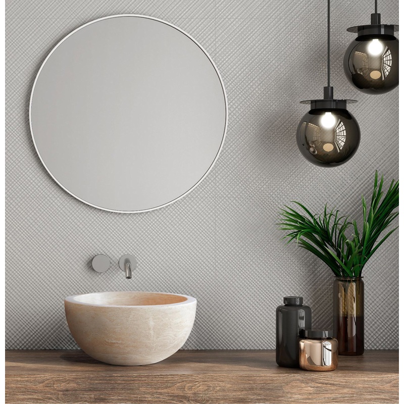 Troia Light Travertine Natural Stone Round Above Vanity Bathroom Sink (D)12.5 (H)6