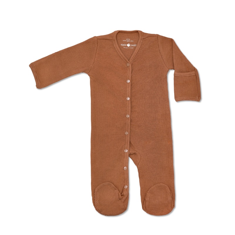 Waffle Footie – Caramel|0-3 mo.|3-6 mo.|6-9 mo.|Caramel