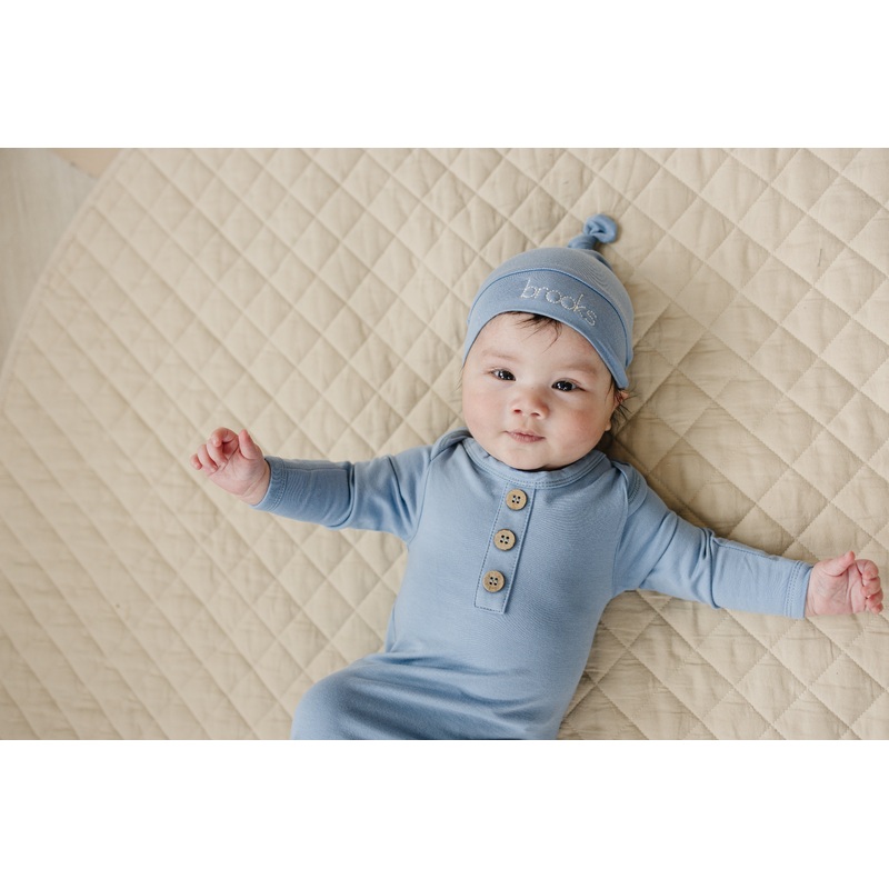 Custom Embroidered Newborn Bamboo Gown & Hat Set