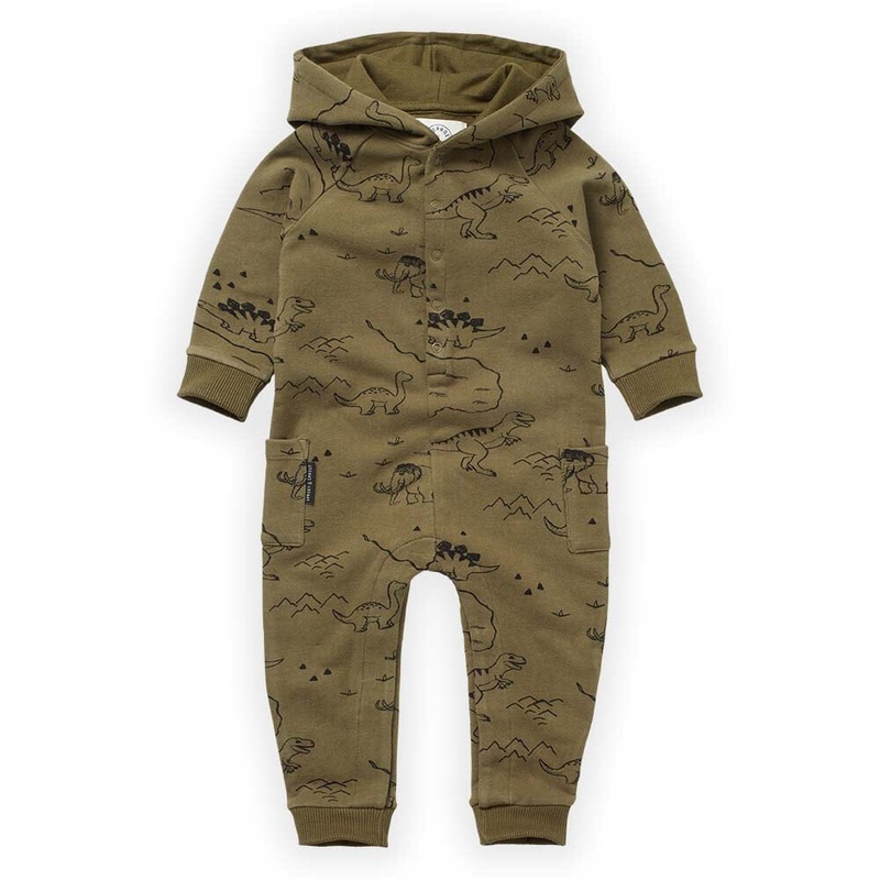 Dino Print Onesie – Khaki|NB|3m|6m|12m|18m|2yr