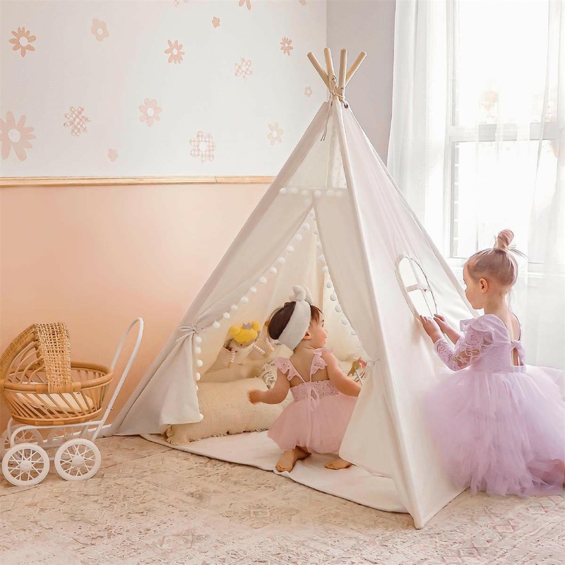Tiny Land Teepee Tent for Kids With Pompom Ball