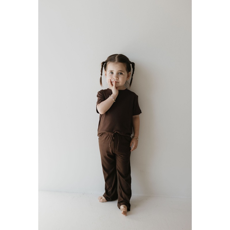 Toddler Short Sleeve Bamboo Lounge Set | Coffee Bean