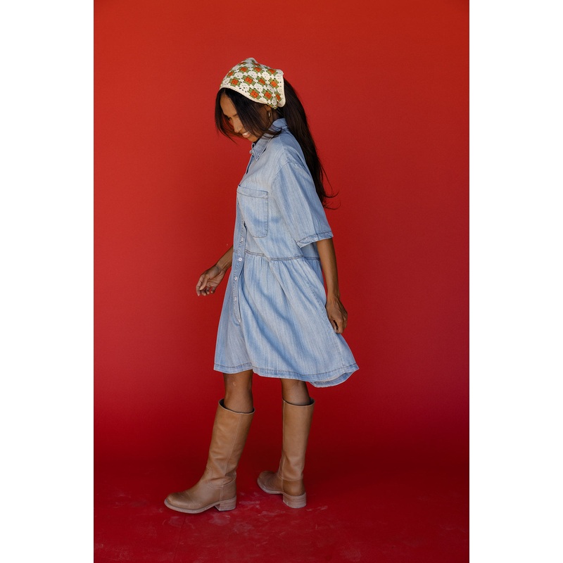 Tornado Alley Denim Dress|LightSteelBlue|S|M|L|XL