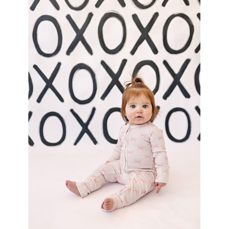 Blushing Bows Ribbed Bamboo Zippy Romper
