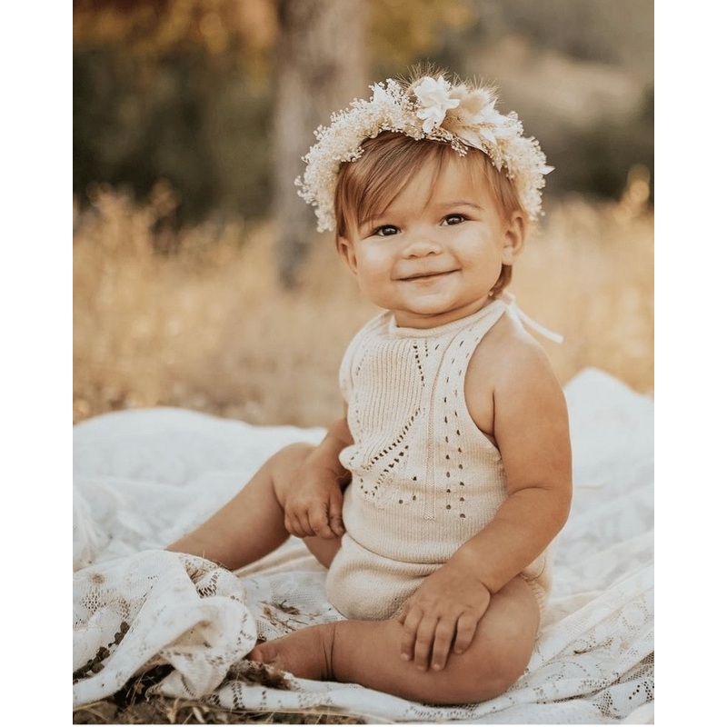 Drake Crochet Halter Romper – Vanilla Cream