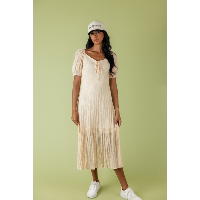 Heaven Struck Textured Dress|PapayaWhip|S|M|L