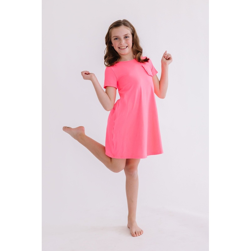 Neon Pink T-Shirt Dress|6-12M|12-24M|2T|3T|4T|5/6|7/8|9/10