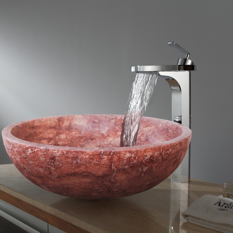 Red Travertine Natural Stone Round Above Vanity Bathroom Sink Honed/Matte (D)16 (H)6