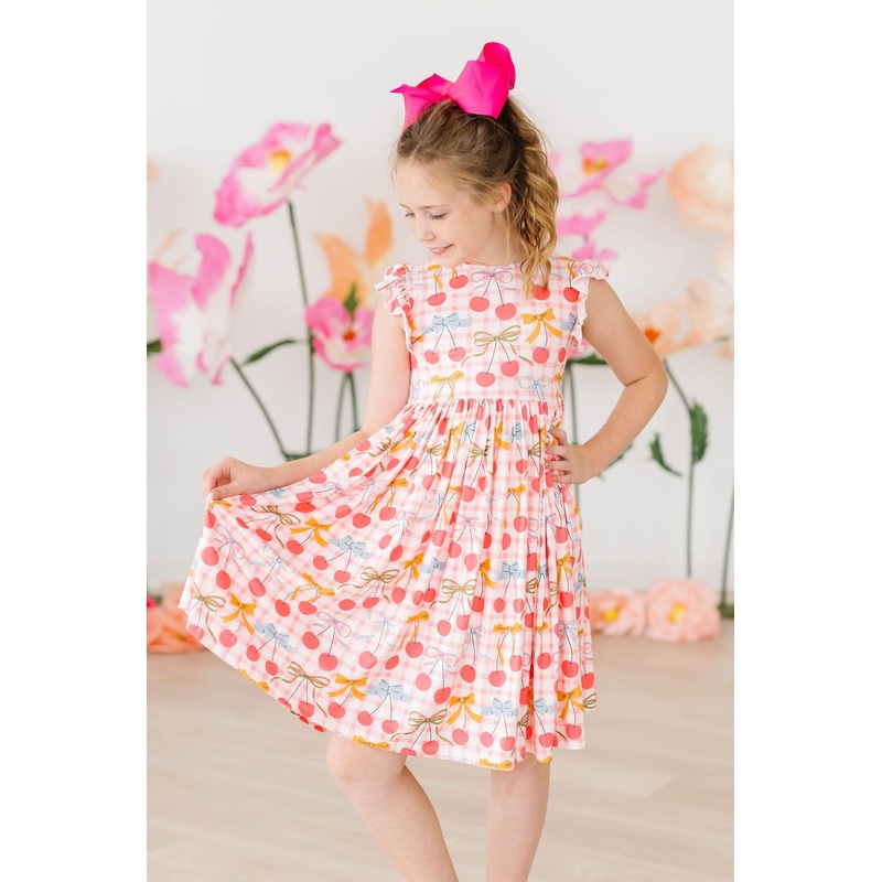 Retro Picnic Flutter Sleeve Twirl Dress