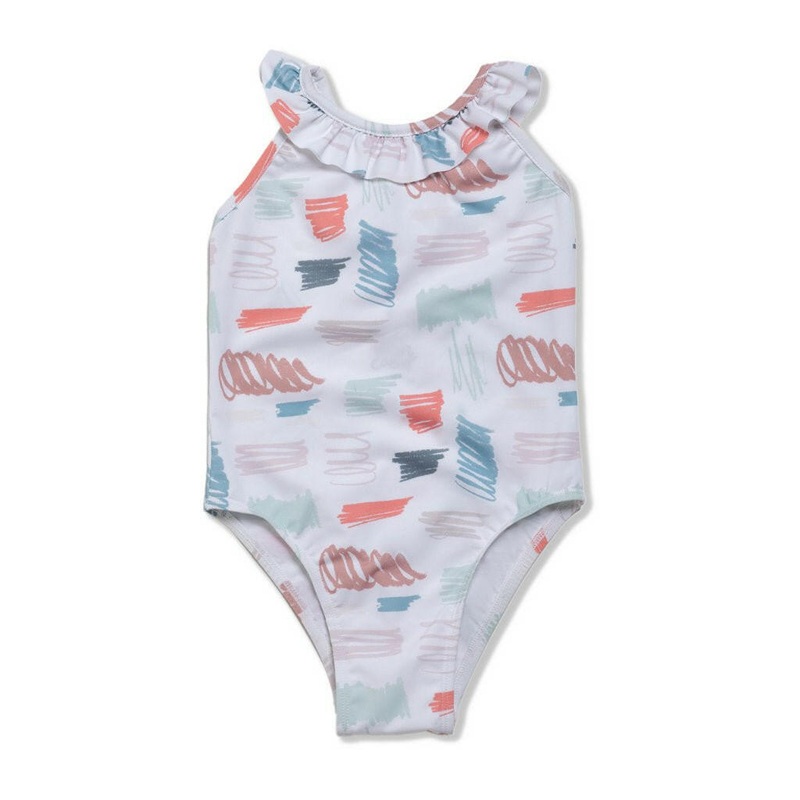 Scribble Girl Swimsuit|2Y|3Y|4Y|6Y|8Y|10Y|5Y|Natural / Scribble