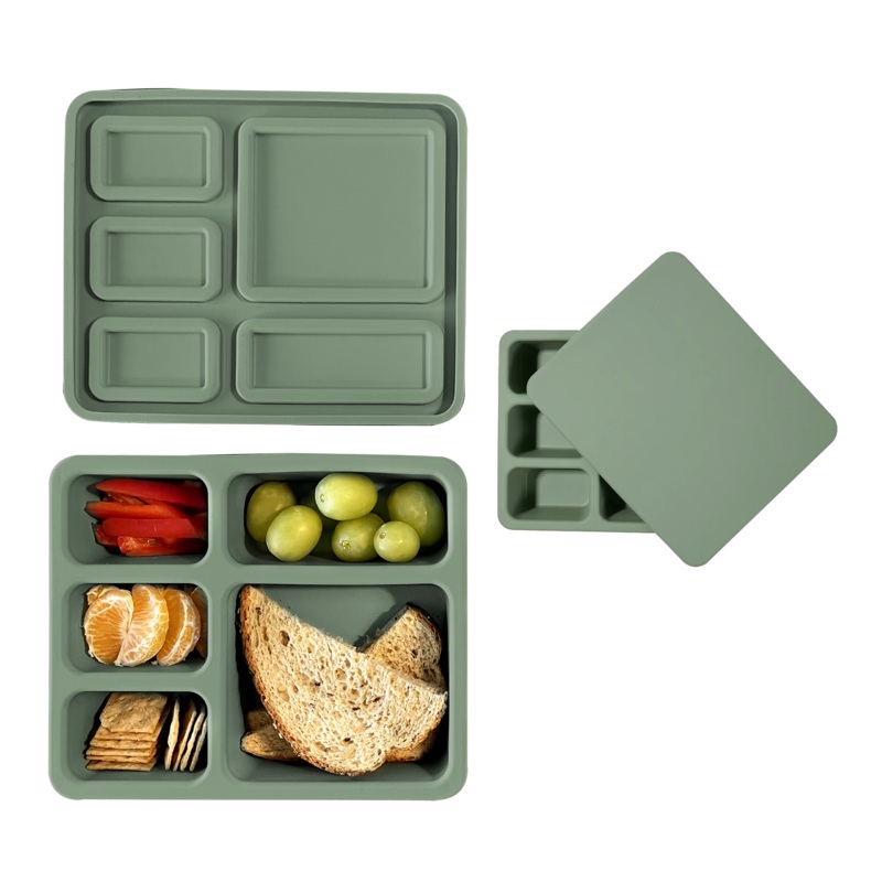 Silicone Bento Box Solid Sage Green
