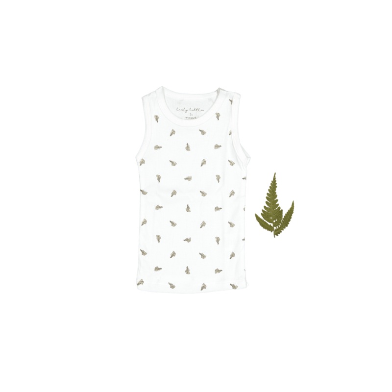 The Printed Tank – White Leaf|3m|6m|12m|18m|24m|3|4