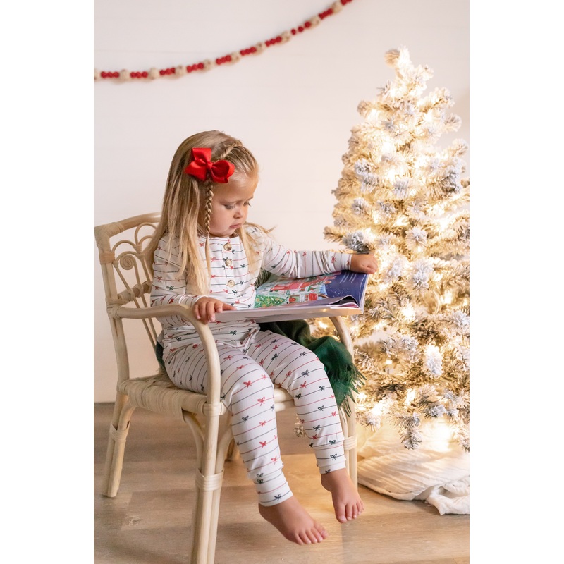 Tied with a Bow Christmas 2pc Henley Bamboo Pajamas