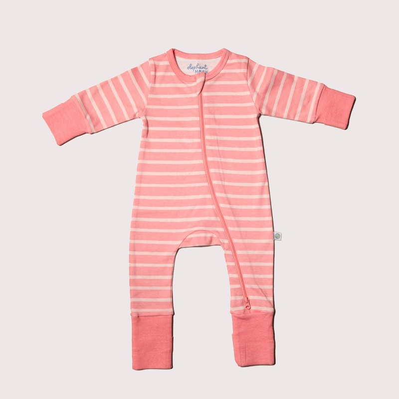 Two way zipper Romper – Peony Stripe