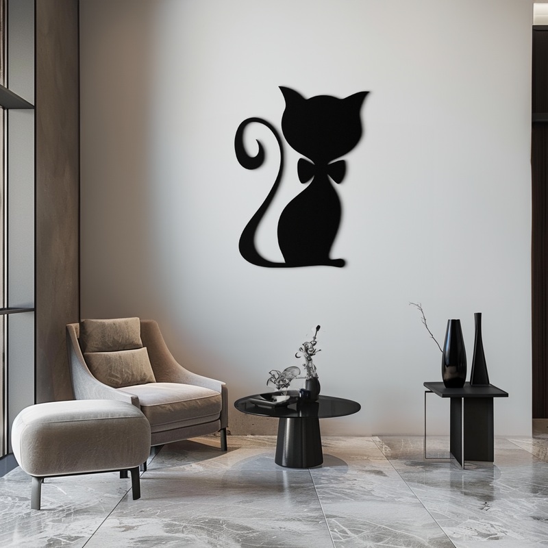 Cute Cat Metal Wall Art  Minimalist Feline Decor – KAF268