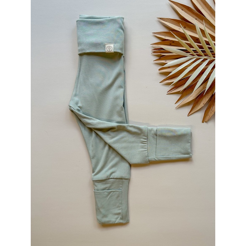 Fold Over Footie Leggings | Sage | Luxury Bamboo